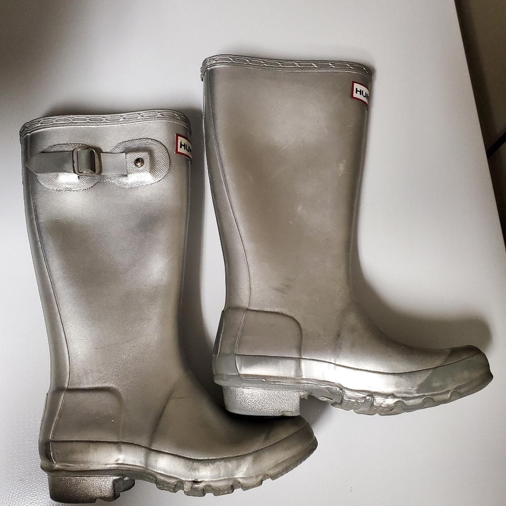 Kids Hunter Rain Boots Size 1 Silver